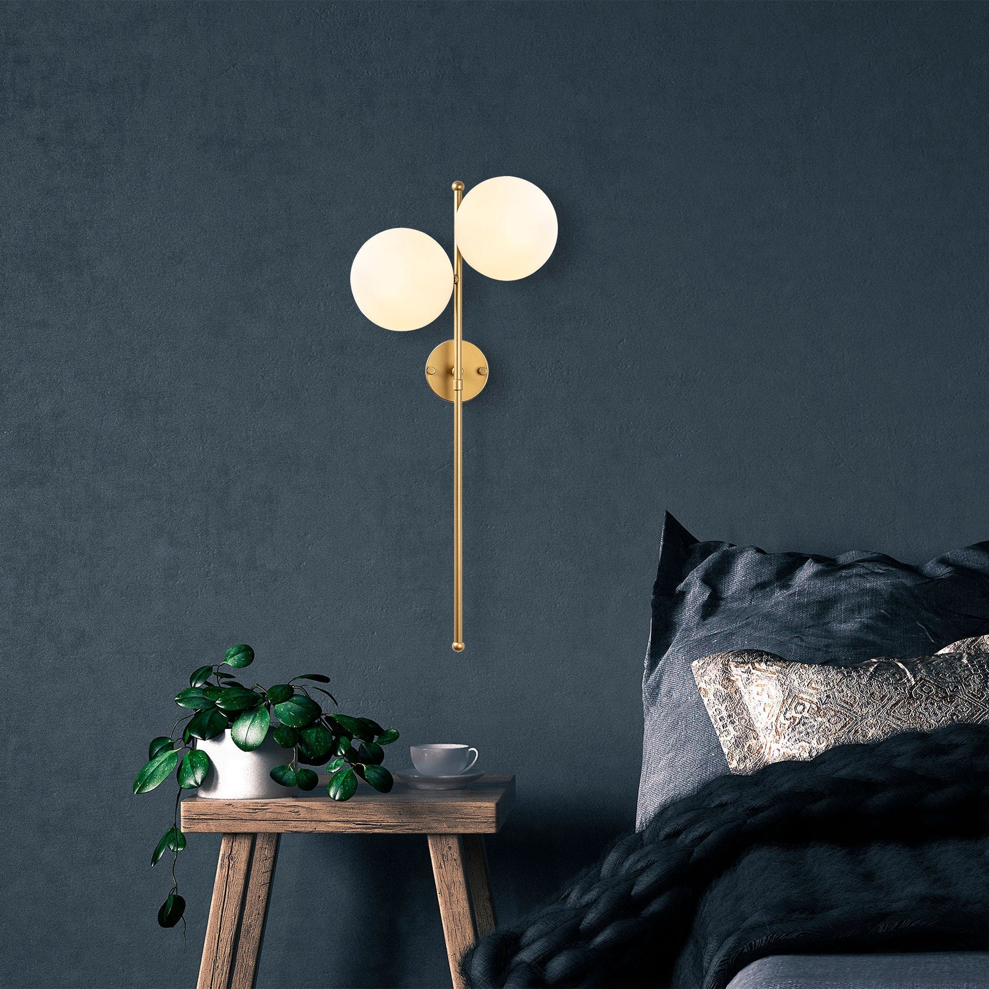 Candeeiro de Parede "Fazli" – Ouro Brilhante – 32x27x72 cm – Design Moderno - A minha loja