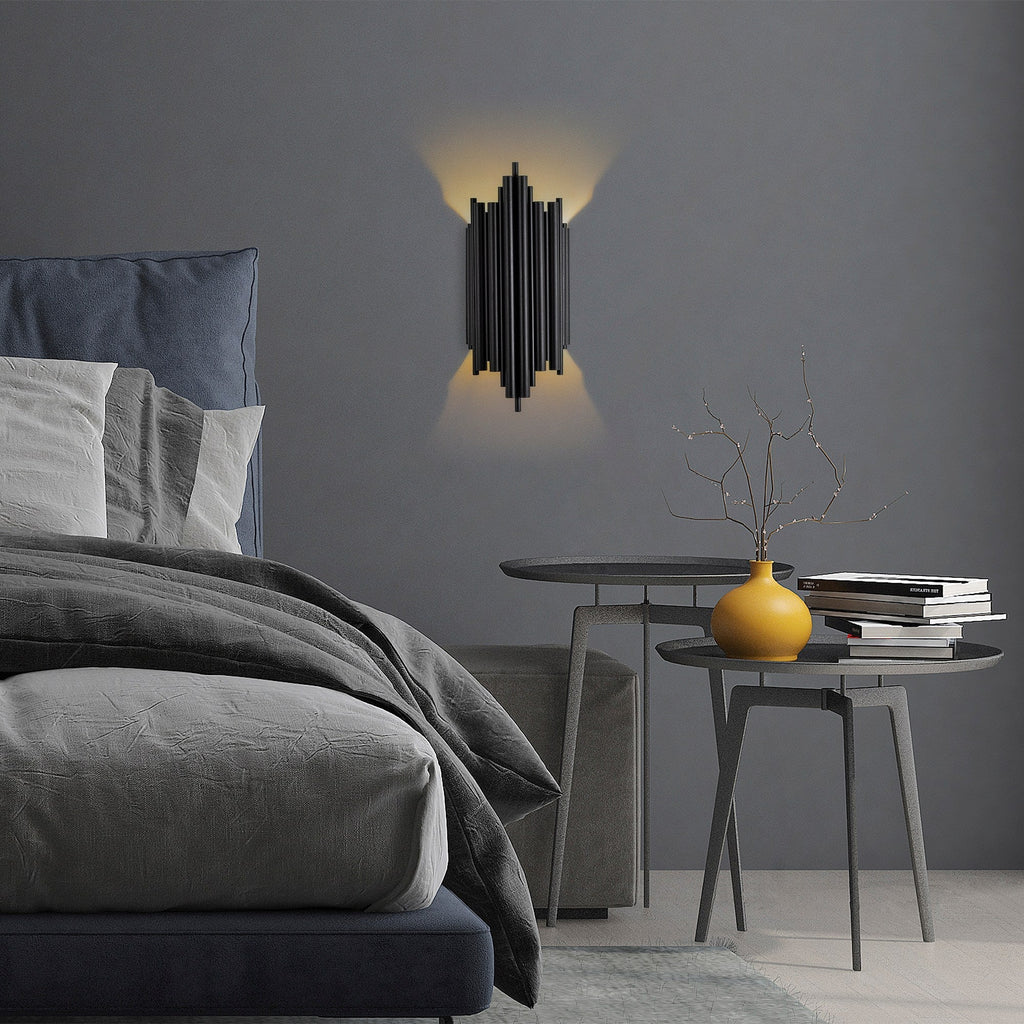 Candeeiro de Parede "Reis" – Preto – 22x11x50 cm – Design Elegante e Moderno - A minha loja