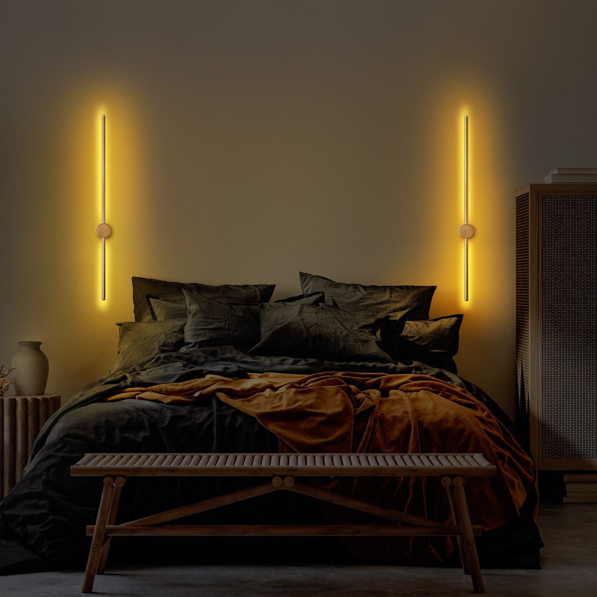 Candeeiro de Parede "Sword" – Dourado – 91x10x7 cm – Design Moderno - A minha loja