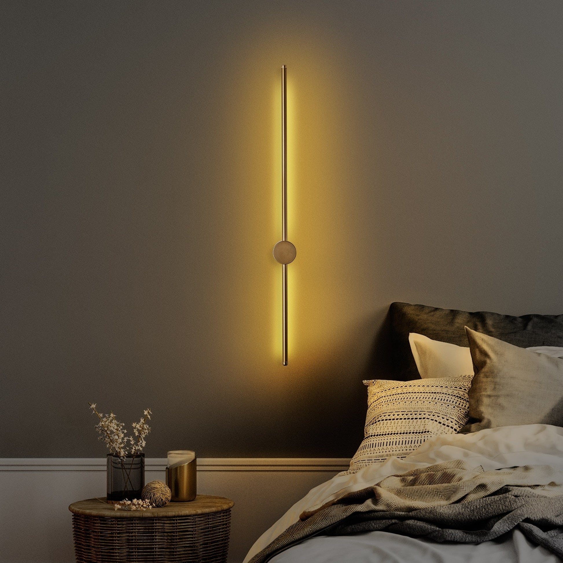 Candeeiro de Parede "Sword" – Dourado – 91x10x7 cm – Design Moderno - A minha loja