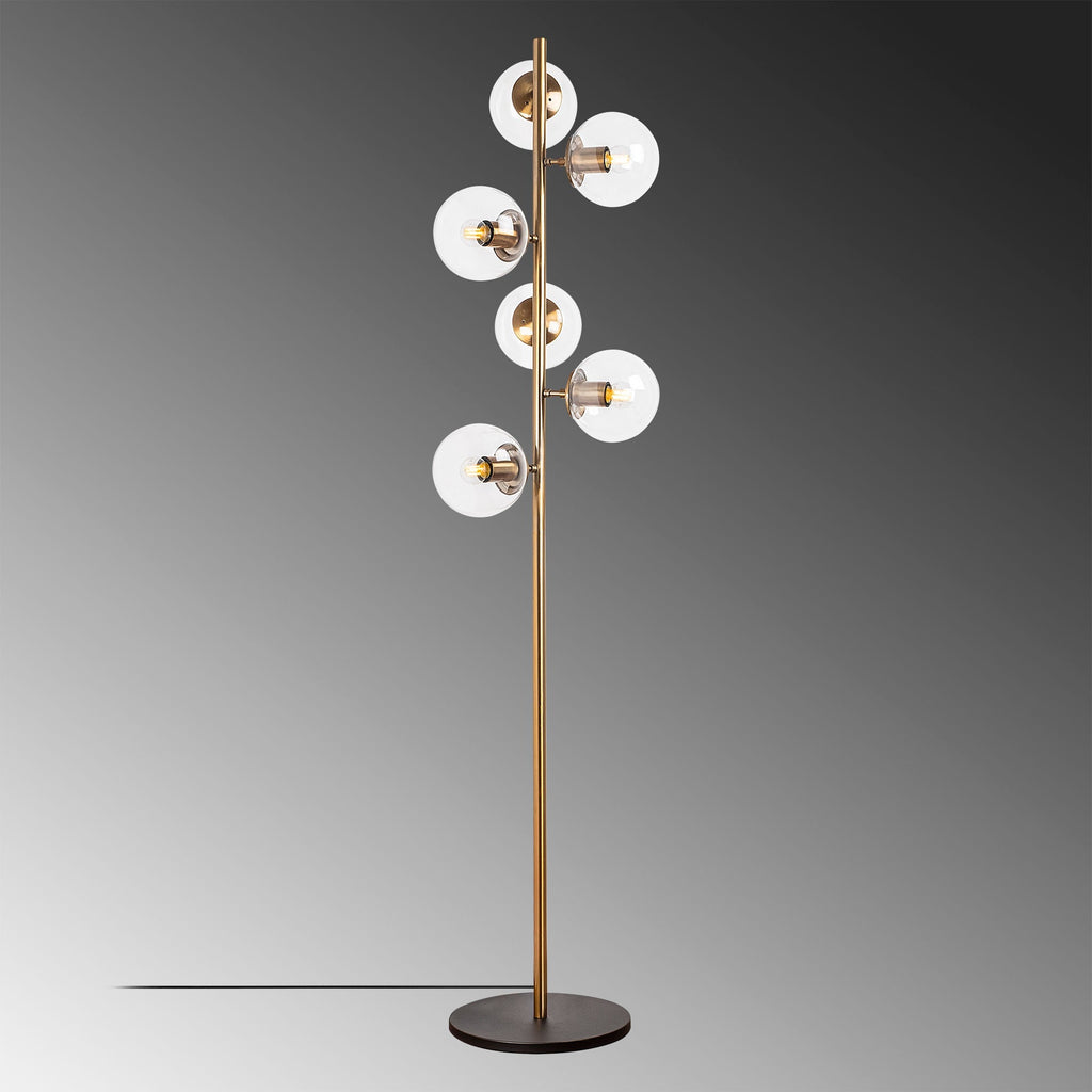 Candeeiro de Pé "Fazli" – Preto e Cobre – 35x22x163 cm – Design Moderno - A minha loja