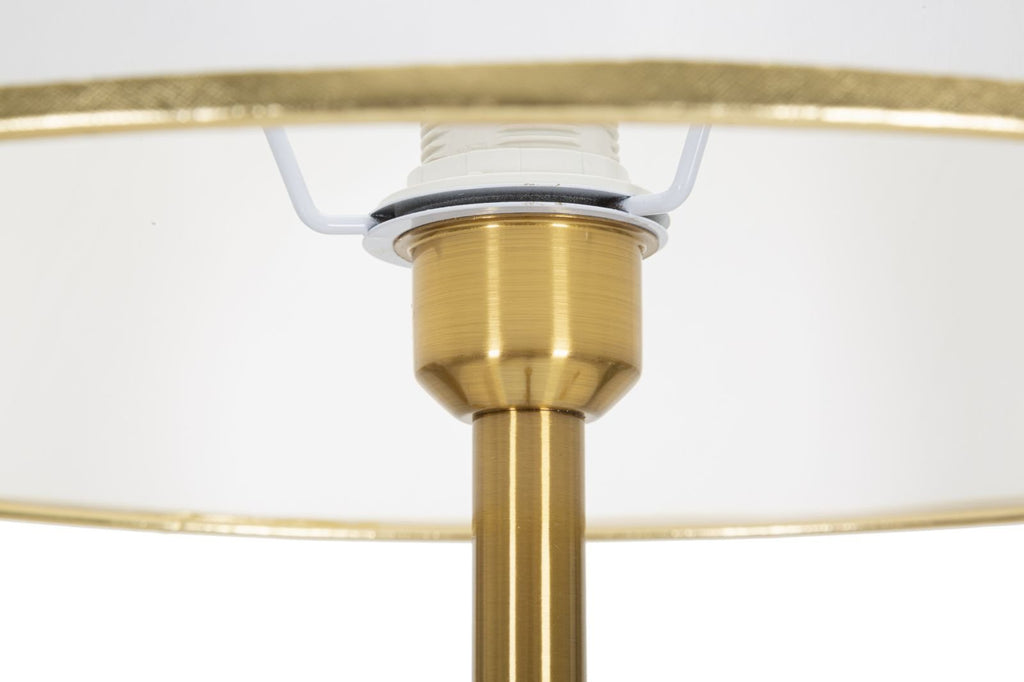 "Candeeiro de Pé Glam - Metal Dourado com Base em Mármore e Abajur Branco - 173 cm - 5 Ganchos" - A minha loja
