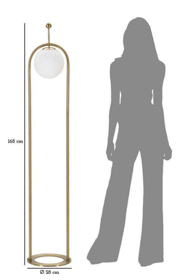 Candeeiro de Pé GLAMY ARC – Ø 28x168 cm – Dourado e Branco – Design Moderno - A minha loja