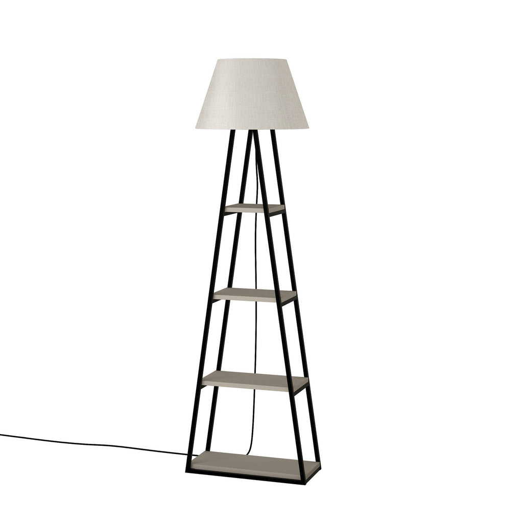 Candeeiro de Pé "Pal" – 50x22x165 cm – Moka Claro e Linho – Design Boho Industrial - A minha loja