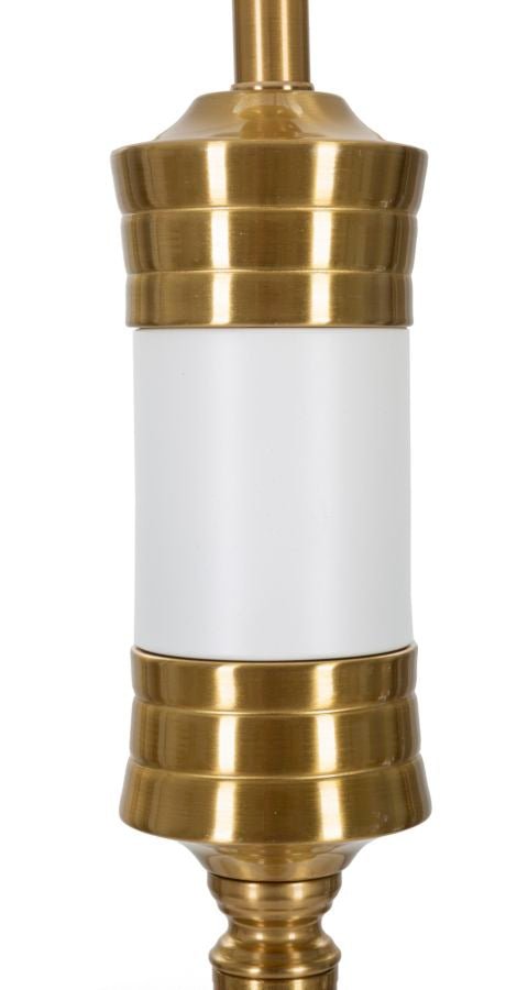 Candeeiro de Pé "Whity" — Ø 41x160 cm — Ferro Dourado e Abat - jour Branco com Borda Dourada - A minha loja