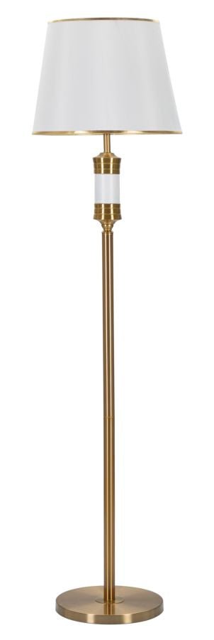 Candeeiro de Pé "Whity" — Ø 41x160 cm — Ferro Dourado e Abat - jour Branco com Borda Dourada - A minha loja