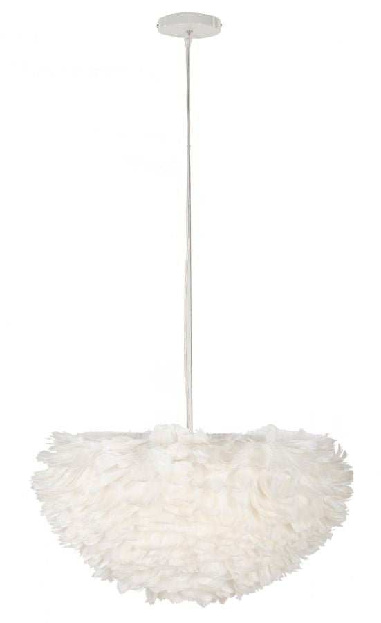 Candeeiro de Teto "Feather" Branco – Ø60x30 cm (altura com cabo 110 cm) - A minha loja