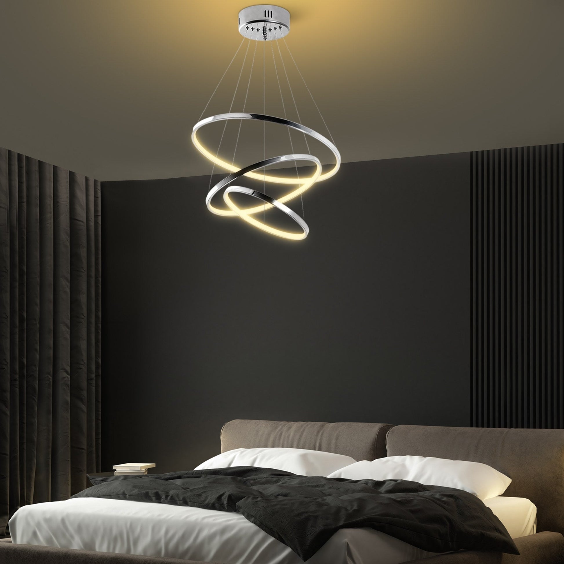 Candeeiro de Teto LED "Simit" Regulável – Cromado – 50x50x80 cm – Design Moderno - A minha loja