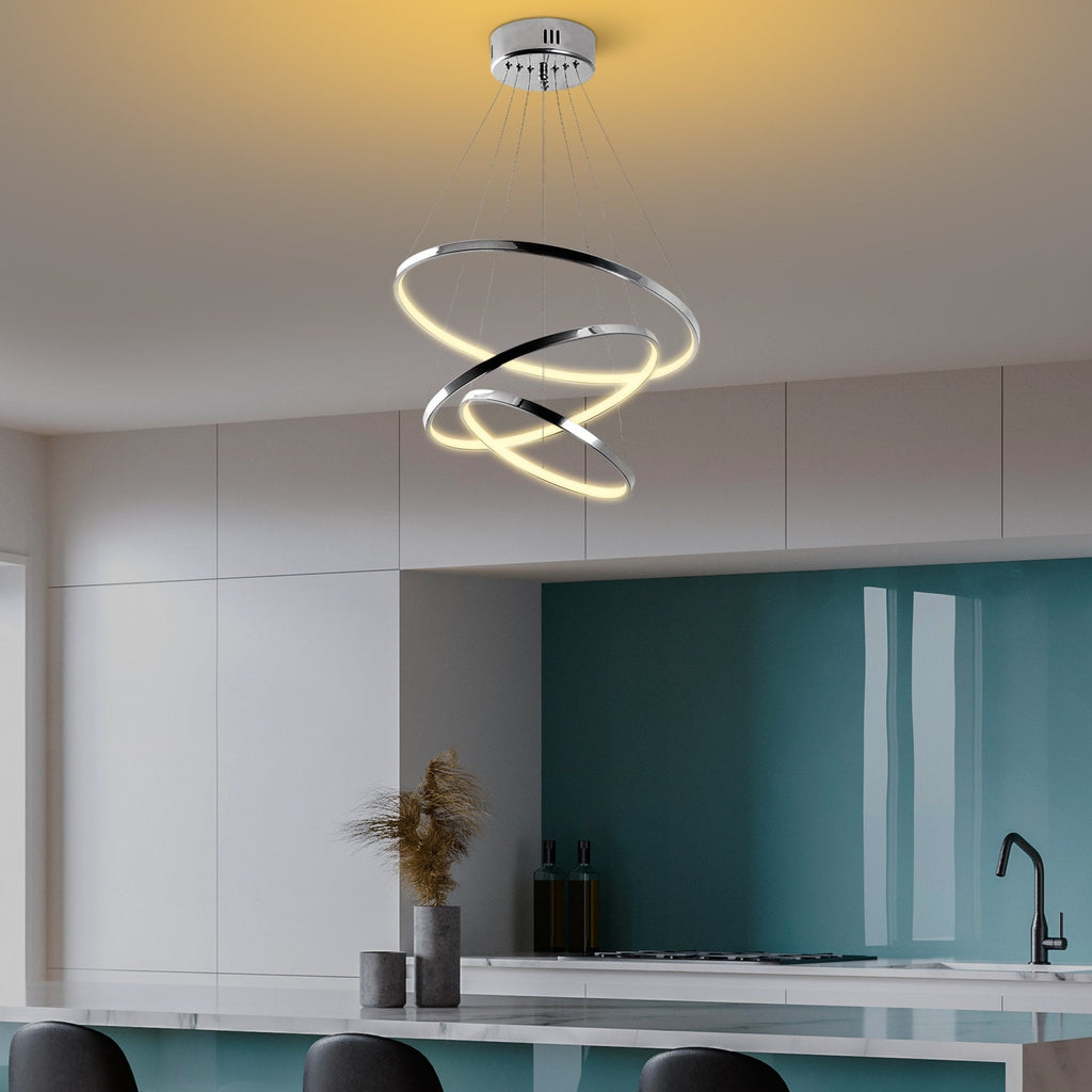 Candeeiro de Teto LED "Simit" Regulável – Cromado – 50x50x80 cm – Design Moderno - A minha loja