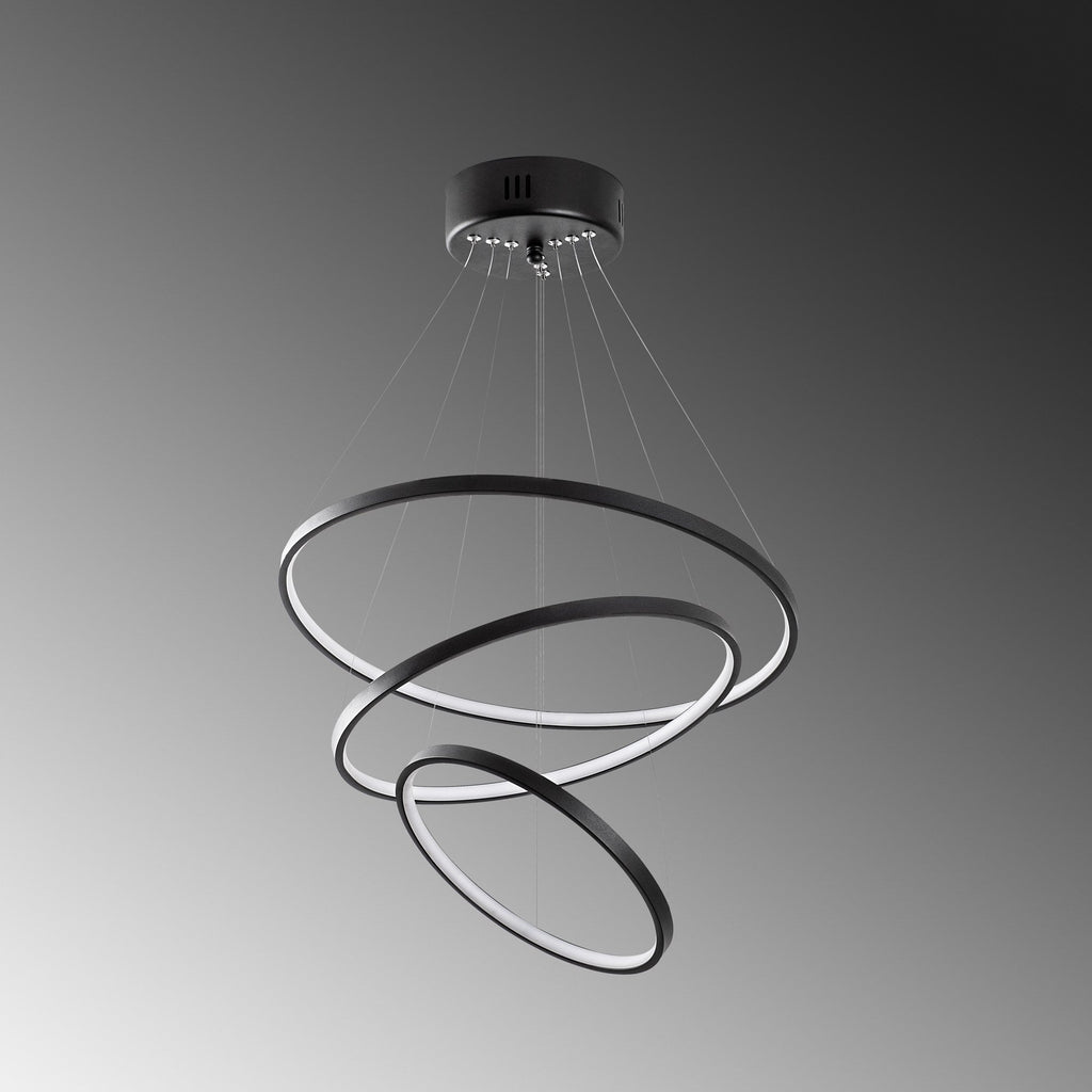 Candeeiro de Teto LED "Simit" Regulável – Preto – 50x50x80 cm – Design Moderno - A minha loja
