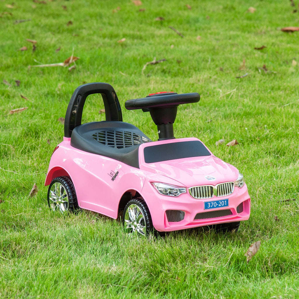 Carro Andador para Crianças de 18 - 36 Meses com Faróis Música Buzina Volante Compartimento de Armazenamento e Alça para Empurrar 63,5x28x36 Rosa - A minha loja