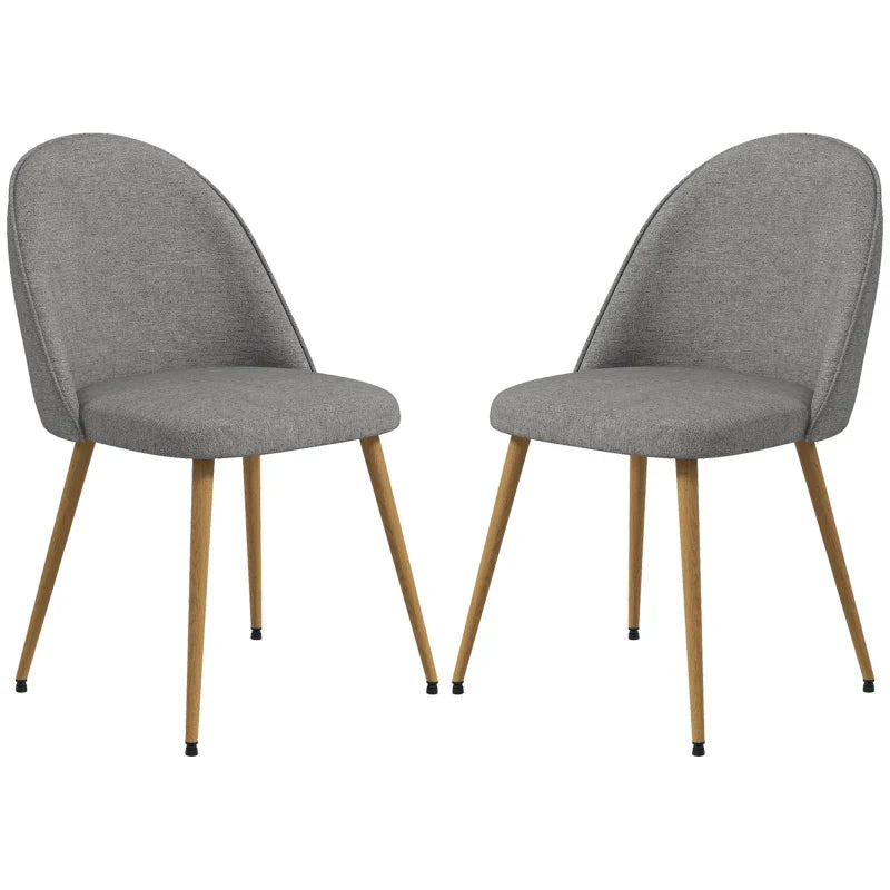 Conjunto de 2 Cadeiras Sala de Jantar Cadeiras de Cozinha Estofadas em Tecido de Linho com Pés de Aço para Sala de Estar Escritório Carga Máxima 120 kg 50x52x83 cm Cinza