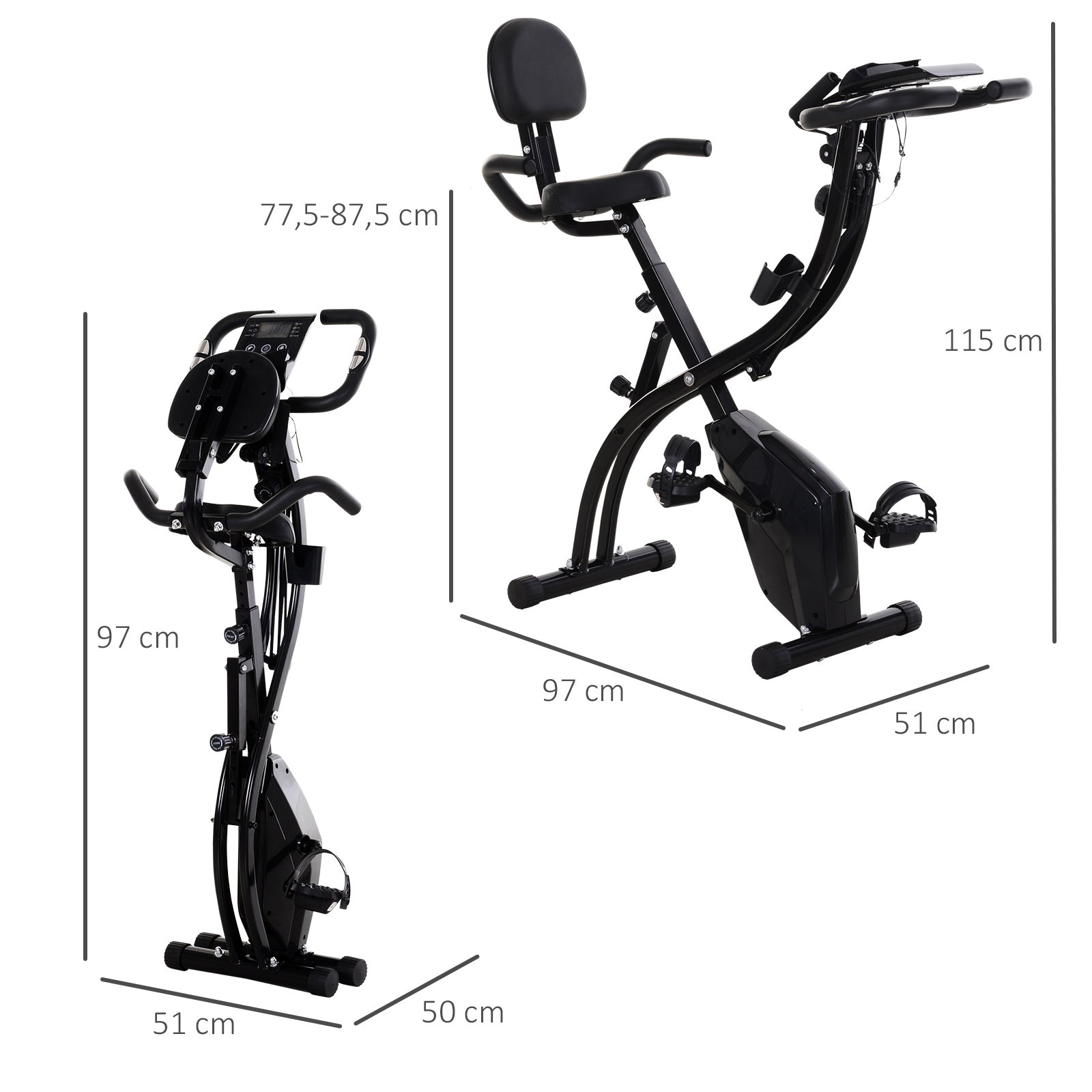 Bicicleta Ergométrica Dobrável e com Altura Ajustável com Tela LCD - Leva-Me Contigo - Móveis & Decoração