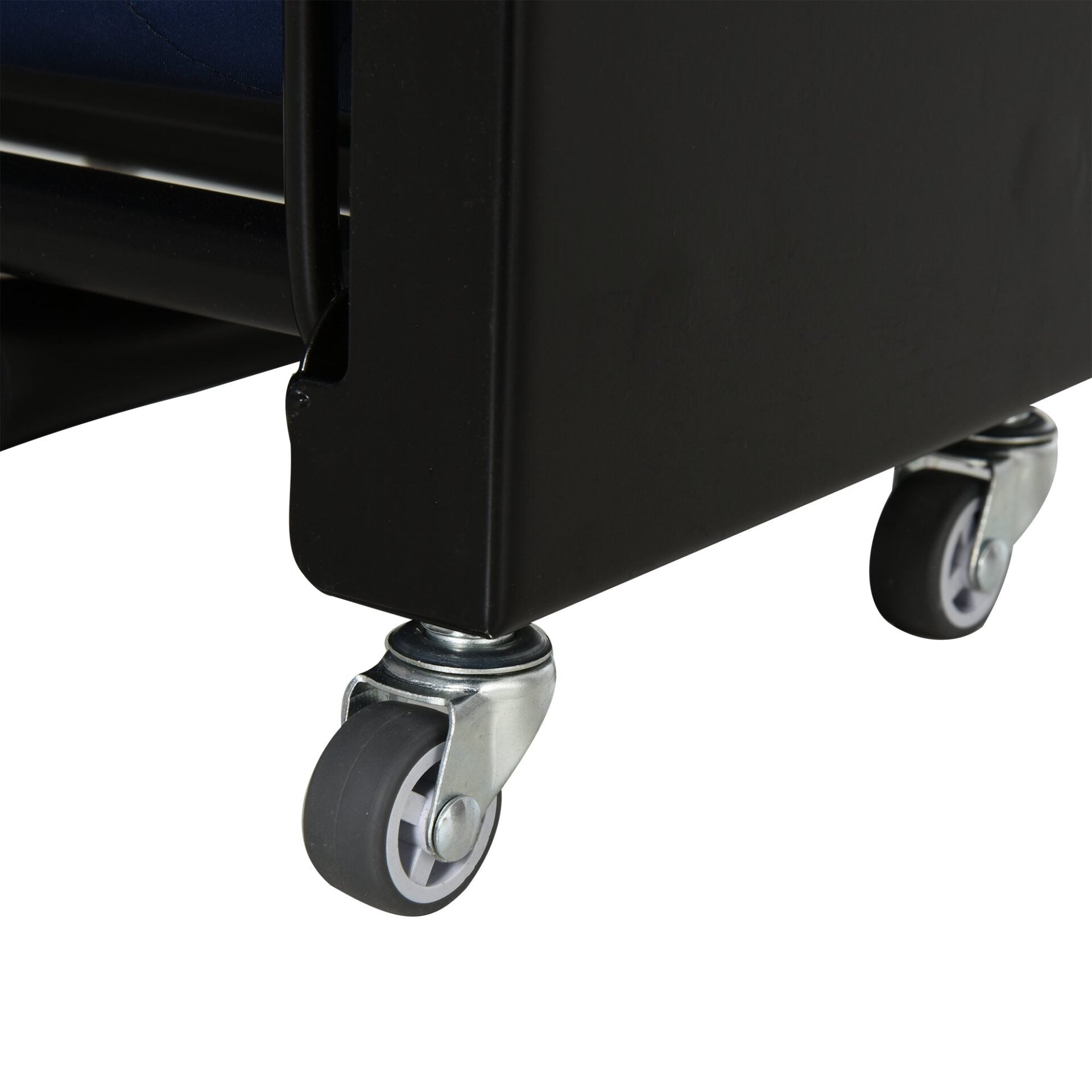 Cama Dobrável 184x65 cm Cama Dobrável Ajustável em 5 Níveis Rodas Universáis e Estrutura de Metal Carga Máxima 120 kg Azul