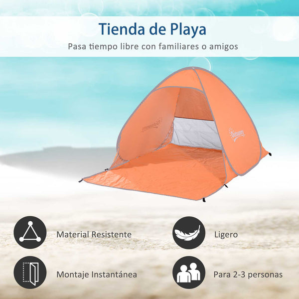 Tenda Pop-up Instantâneo e Portátil com Janelas Protetoras para Piquenique, Praia e Camping com Proteção UV Laranja