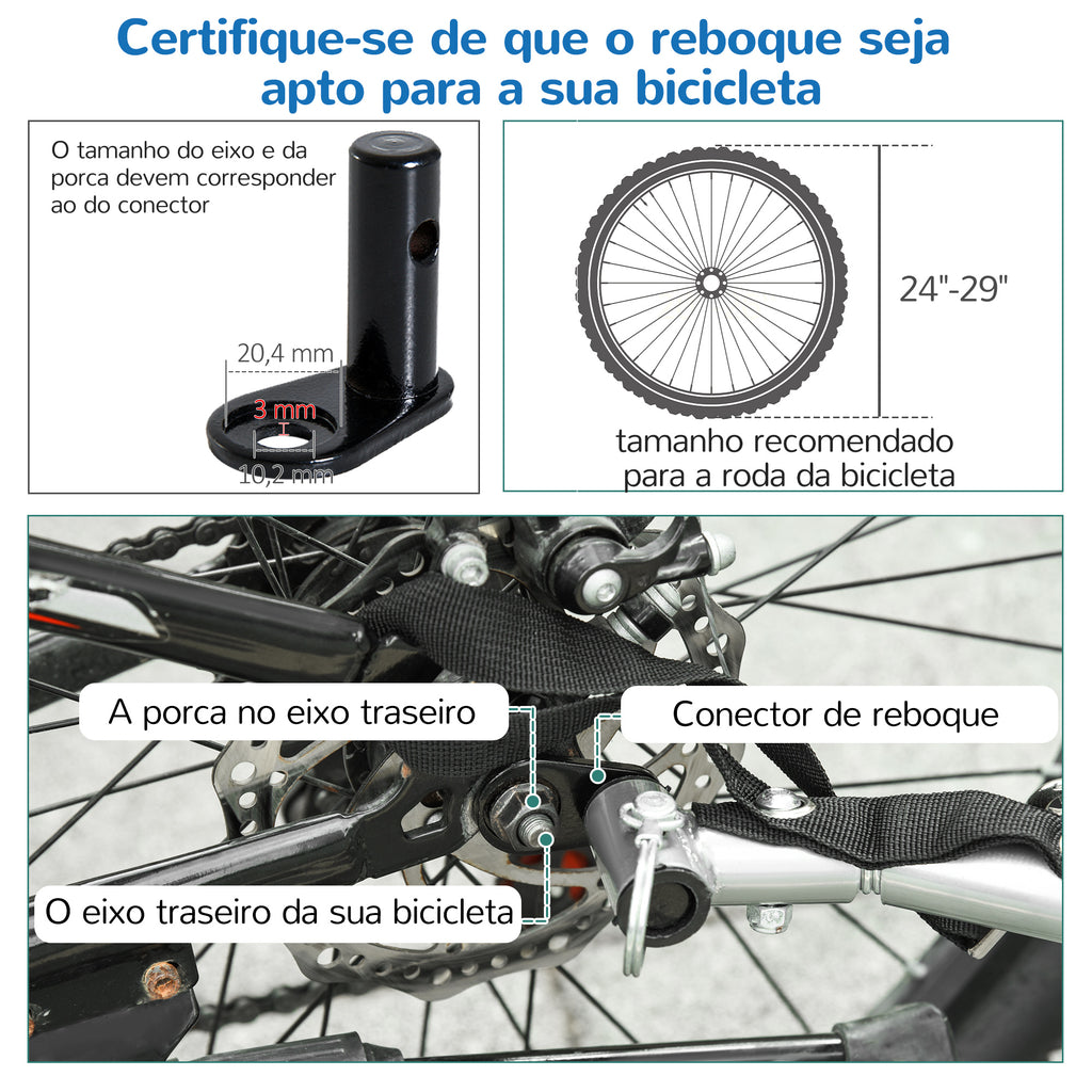 Reboque de Bicicleta para Crianças com 2 lugares e Roda 360º com Acoplamento Universal - Cinzento e Azul