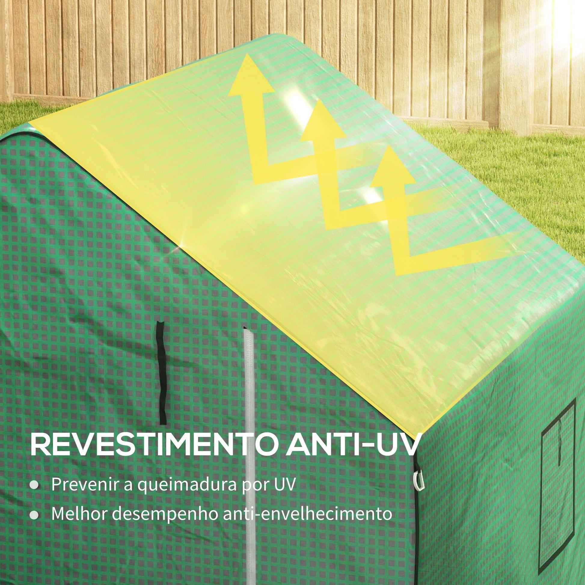 Cobertura de Substituição para Estufa – 140x143x190 cm – PE Reforçado com Janela e Porta com Fecho Éclair – Verde - A minha loja