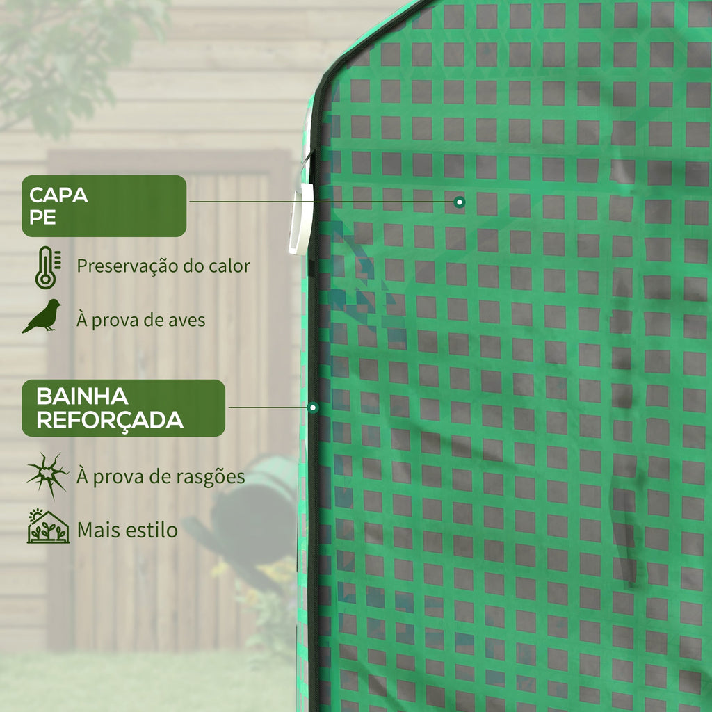Cobertura de Substituição para Estufa – 140x143x190 cm – PE Reforçado com Janela e Porta com Fecho Éclair – Verde - A minha loja