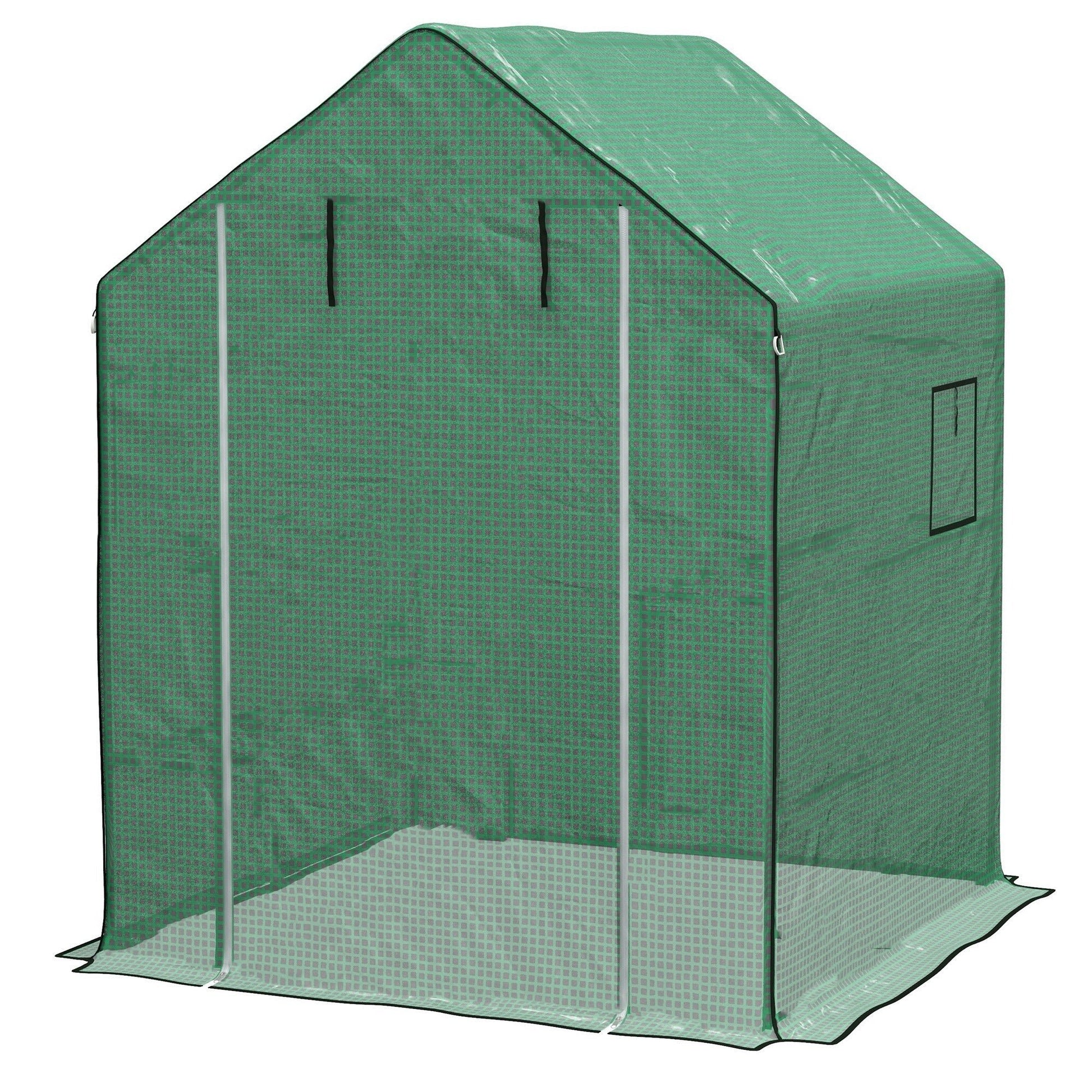 Cobertura de Substituição para Estufa – 140x143x190 cm – PE Reforçado com Janela e Porta com Fecho Éclair – Verde - A minha loja