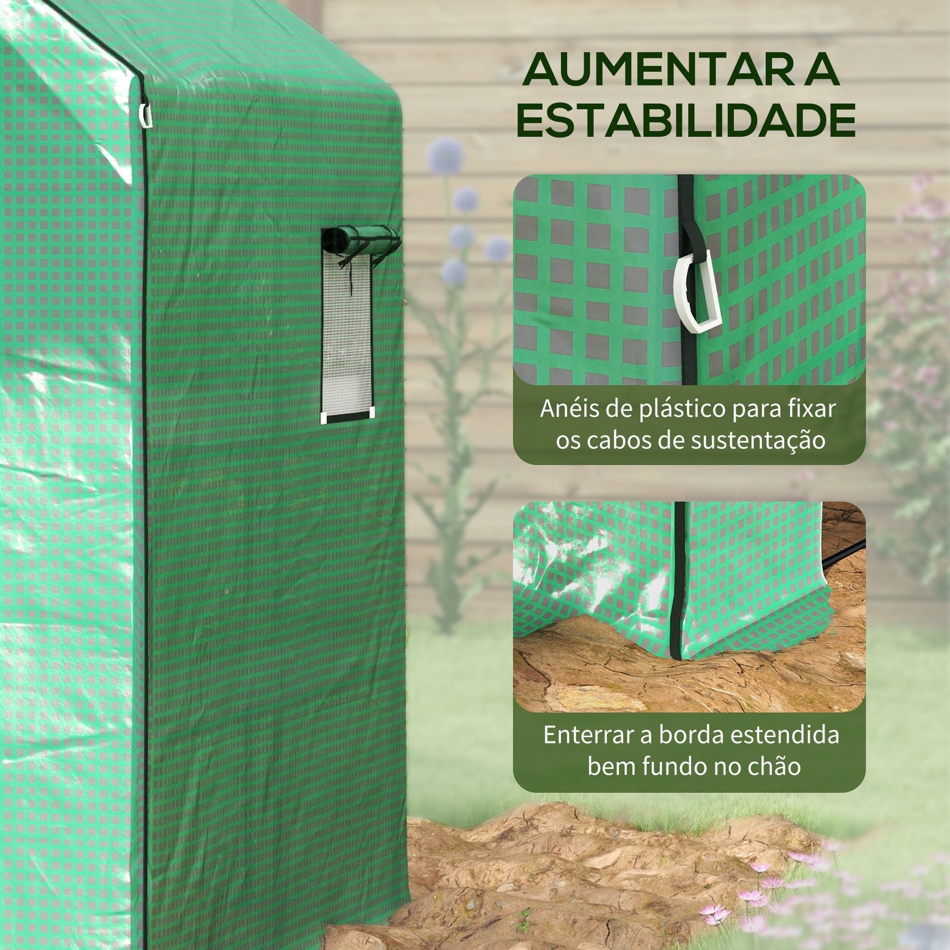 Cobertura de Substituição para Estufa – 140x143x190 cm – PE Reforçado com Janela e Porta com Fecho Éclair – Verde - A minha loja