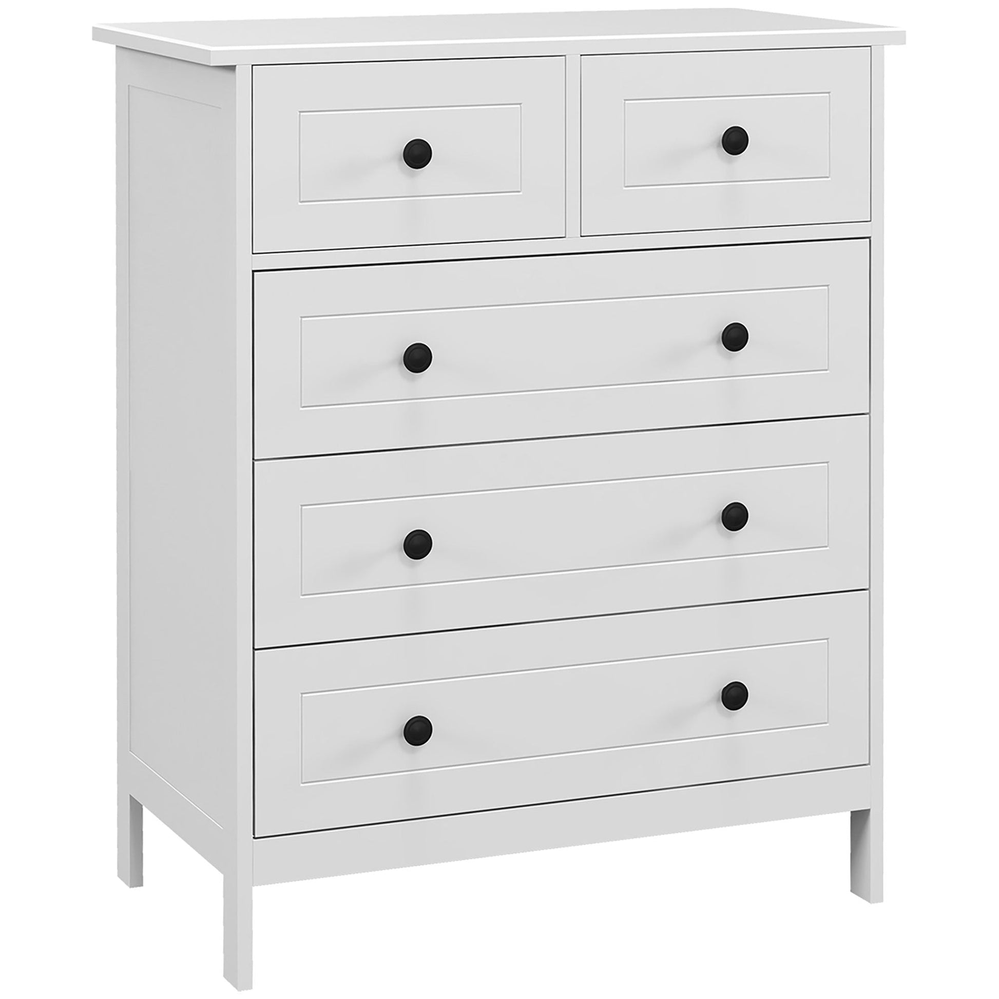 Cómoda de Dormitório Cómoda Branca com 5 Gavetas e Puxadores Cómoda Alta para Sala de Estar Estúdio Estilo Moderno 74x40x91 cm Branco - A minha loja