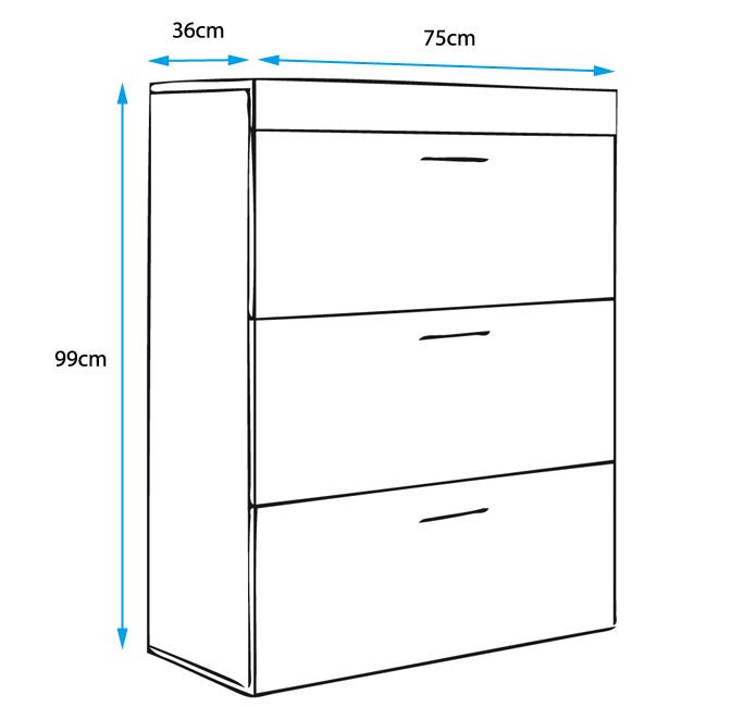 Cómoda "Dinora" - 75x99x36 cm - Branco/Preto Brilhante - Melamina - Design Moderno