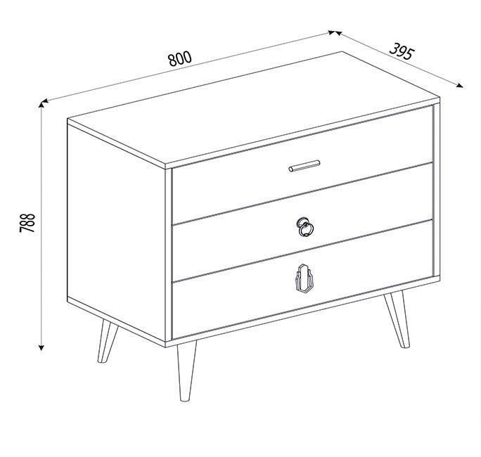 Cómoda Leiria de 3 Gavetas - Design Nórdico