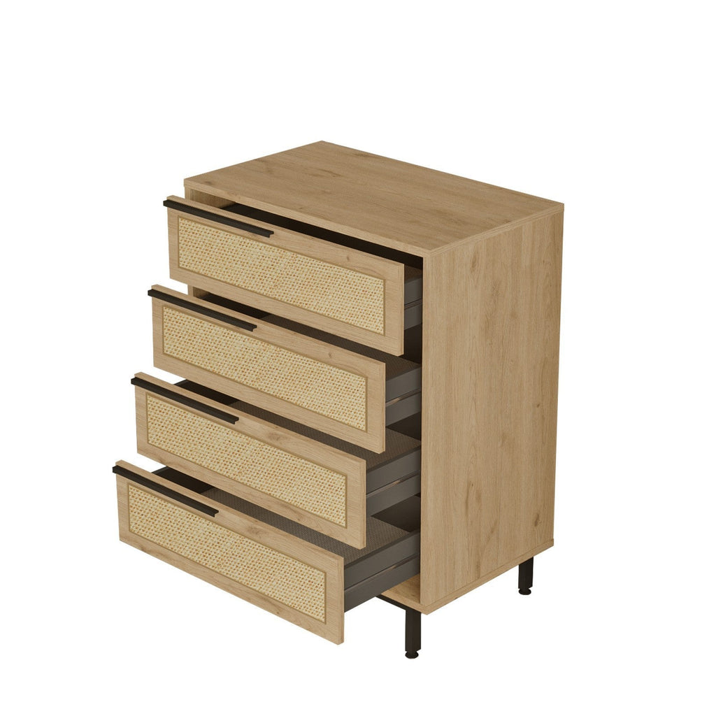 Cómoda Ocean — 74,8x95,1x44,5 cm, Cores Nogueira e Carvalho, Design Elegante - A minha loja