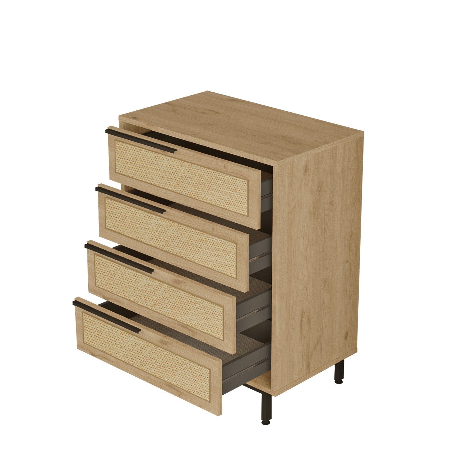 Cómoda Ocean — 74,8x95,1x44,5 cm, Cores Nogueira e Carvalho, Design Elegante - A minha loja