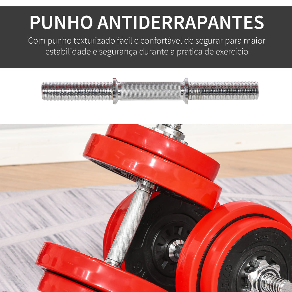Conjunto de Halteres 20kg Ajustáveis 2 em 1 com 8 Discos 2 Barras e Extensor Ajustável para Treinamento de Força Levantamento de Pesos Casa Academia Escritórios Preto e Vermelho - A minha loja