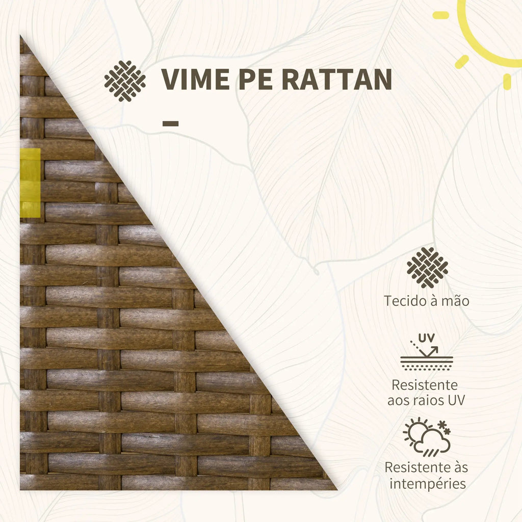 Conjunto de Jardim “Bari” 4 Peças em Vime Sintético – Sofá, Poltronas e Mesa com Tampo de Vidro Temperado – Multicolor – 111x69x77 cm - A minha loja