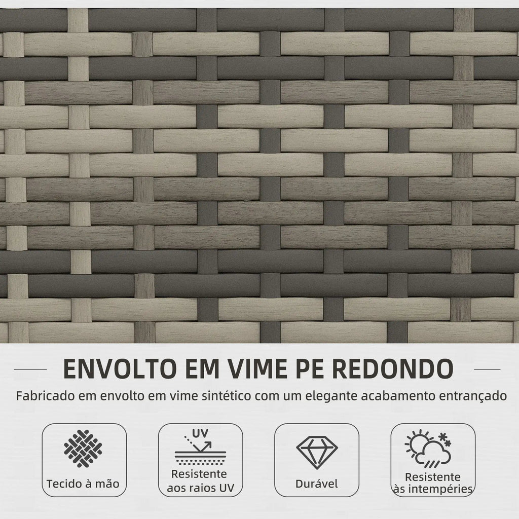 Conjunto de Jardim/Refeição “Siena” 4 Peças em Vime Sintético – Sofá, Poltronas e Mesa com Vidro Temperado – Cinza – 108x58x78 cm - A minha loja