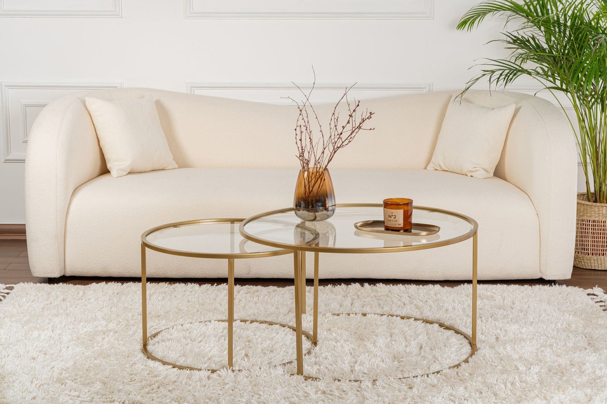 Conjunto de Mesa de Centro "Tavolino Vetro Nero" - Dourado - Design Moderno - A minha loja