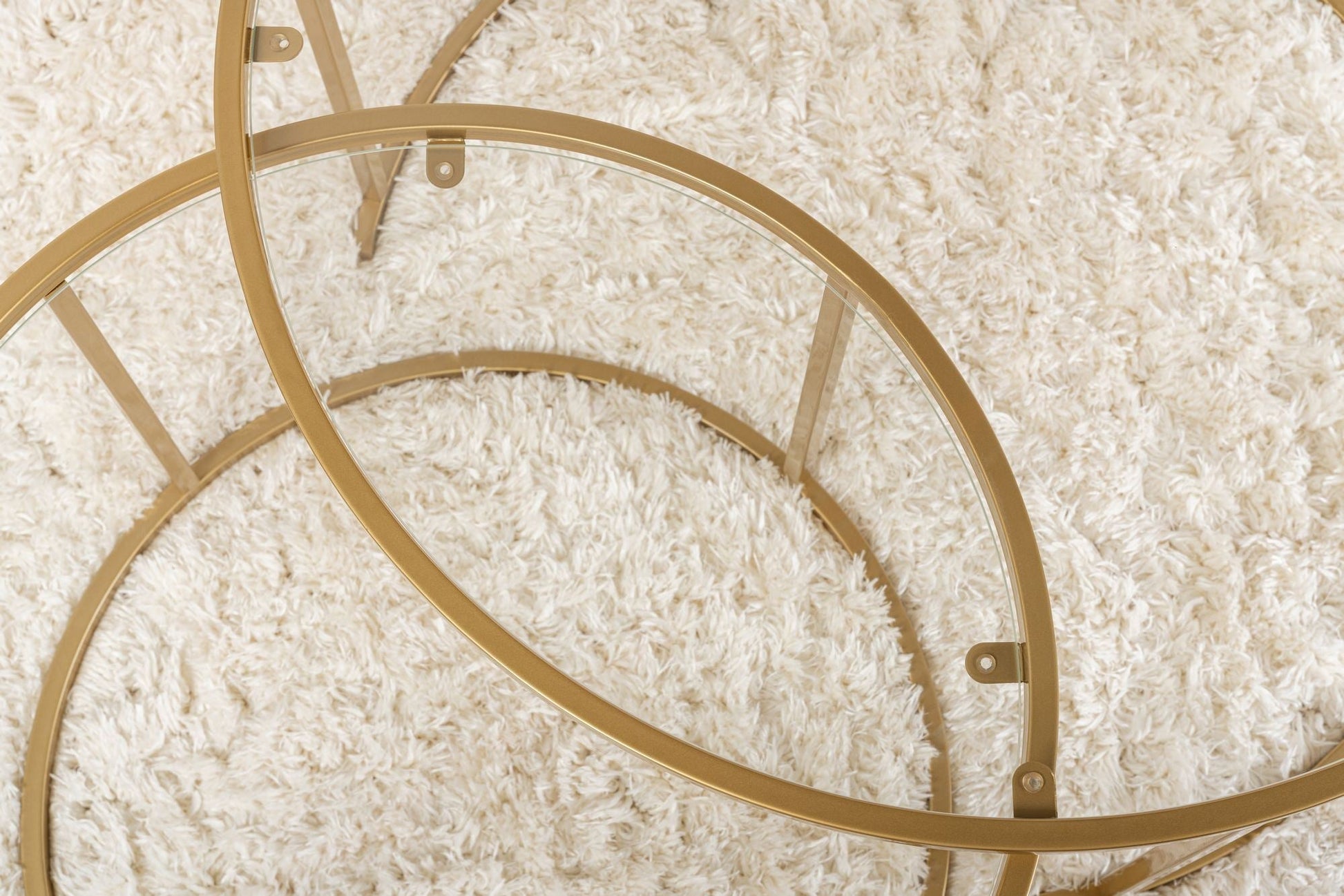 Conjunto de Mesa de Centro "Tavolino Vetro Nero" - Dourado - Design Moderno - A minha loja