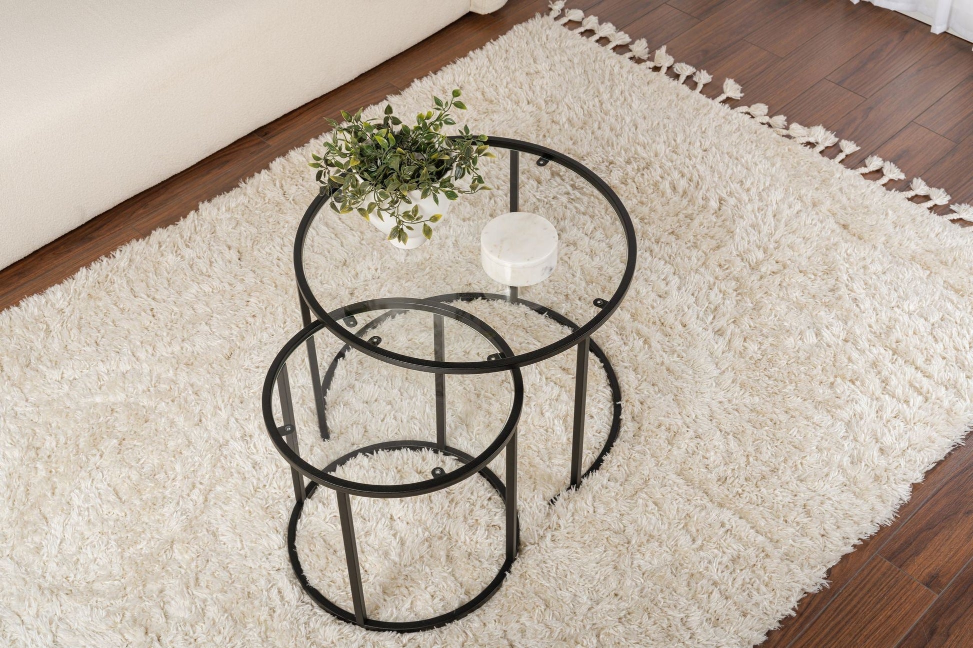 Conjunto de Mesa de Centro "Tavolino Vetro Nero" - Preto - Design Moderno - A minha loja