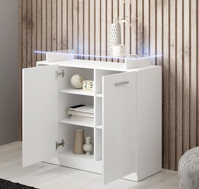 Conjunto de recibidor con espejo y perchero Palton 2P blanco - A minha loja