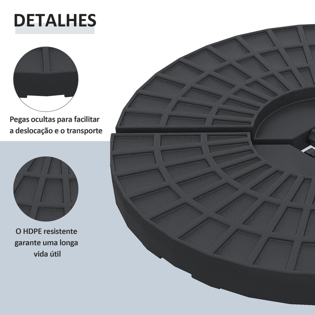  - Cor: Preto; - Material: HDPE; - Medidas: 48x48x8 cm (CxLxA); - Capacidade cada peça: 13 kg de água, 15 kg de areia e 17,5 kg ambos; - Referência: 84D - 061 - A minha loja