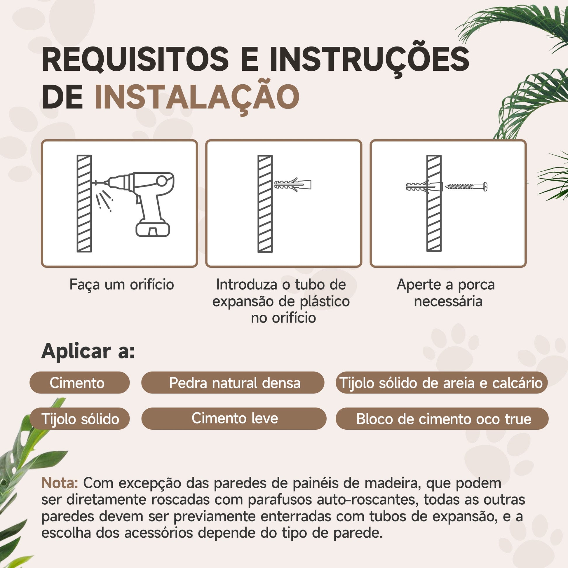 PawHut Conjunto de Prateleiras de Escalada para Gatos de 4 Peças Arranhador de Parede com 2 Postes de Sisal Plataforma Dupla com Escada e Plataforma para Saltar Bege