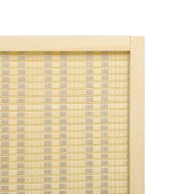 Biombo de 4 Painéis Dobrável 180x180 cm Separador de Ambientes Divisor de Habitação Tecido a Mão de Bambu e Fio de Algodão Decoração Elegante para Sala de Estar Madeira