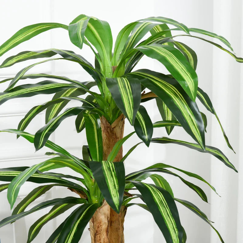 Planta Artificial Decorativa Dracaena com Pote Árvore Sintética 66 Folhas para Jardim Varanda Escritório Sala Ø20x160 cm Verde