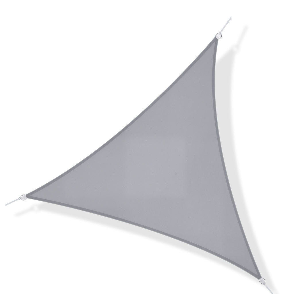 Vela de Sombra Triangular 3x3x3 m Toldo Vela de Poliéster com Proteção UV Aneis em Forma de D e Cordas para Jardim Pátio Piscina Cinza