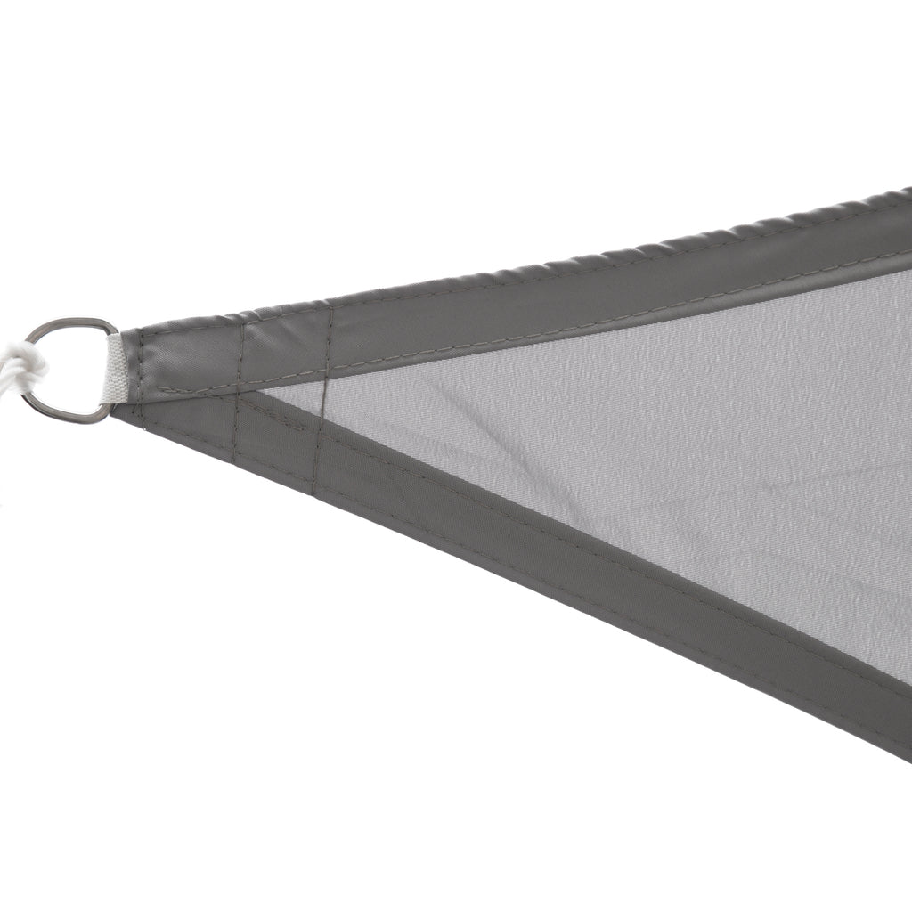 Vela de Sombra Triangular 3x3x3 m Toldo Vela de Poliéster com Proteção UV Aneis em Forma de D e Cordas para Jardim Pátio Piscina Cinza