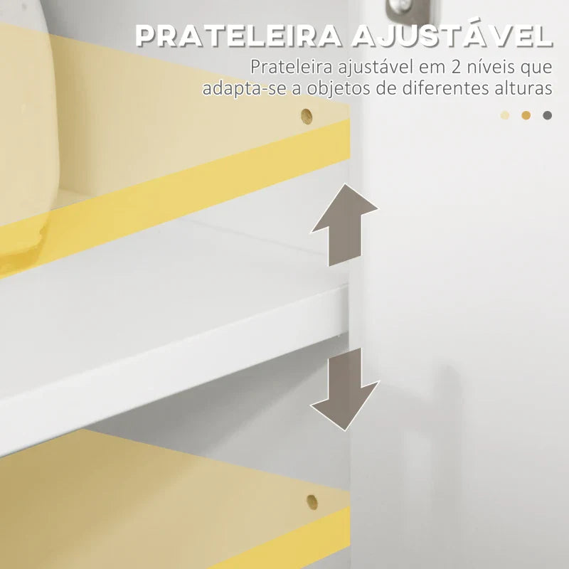 Armário de Cozinha para Micro-ondas Armário Baixa de Cozinha Móvel Auxiliar de Sala de Jantar com 3 Portas Gaveta e Compartimentos 90x30x94 cm Branco