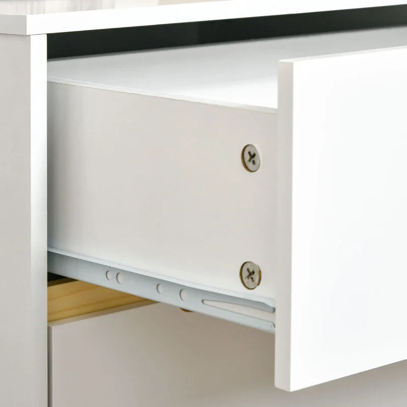 Mesa de Cabeceira com 2 Gavetas e Pés de Madeira Mesa de Cabeceira para Dormitório Escritório Estilo Moderno 50x40x50,5cm Branco