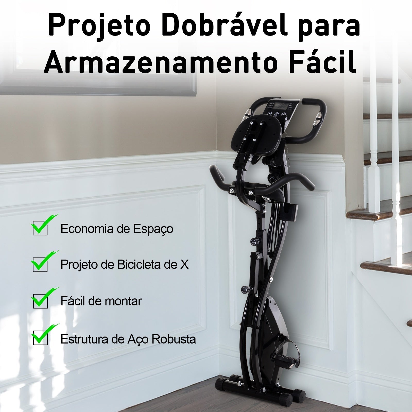 Bicicleta Ergométrica Dobrável e com Altura Ajustável com Tela LCD - Leva-Me Contigo - Móveis & Decoração