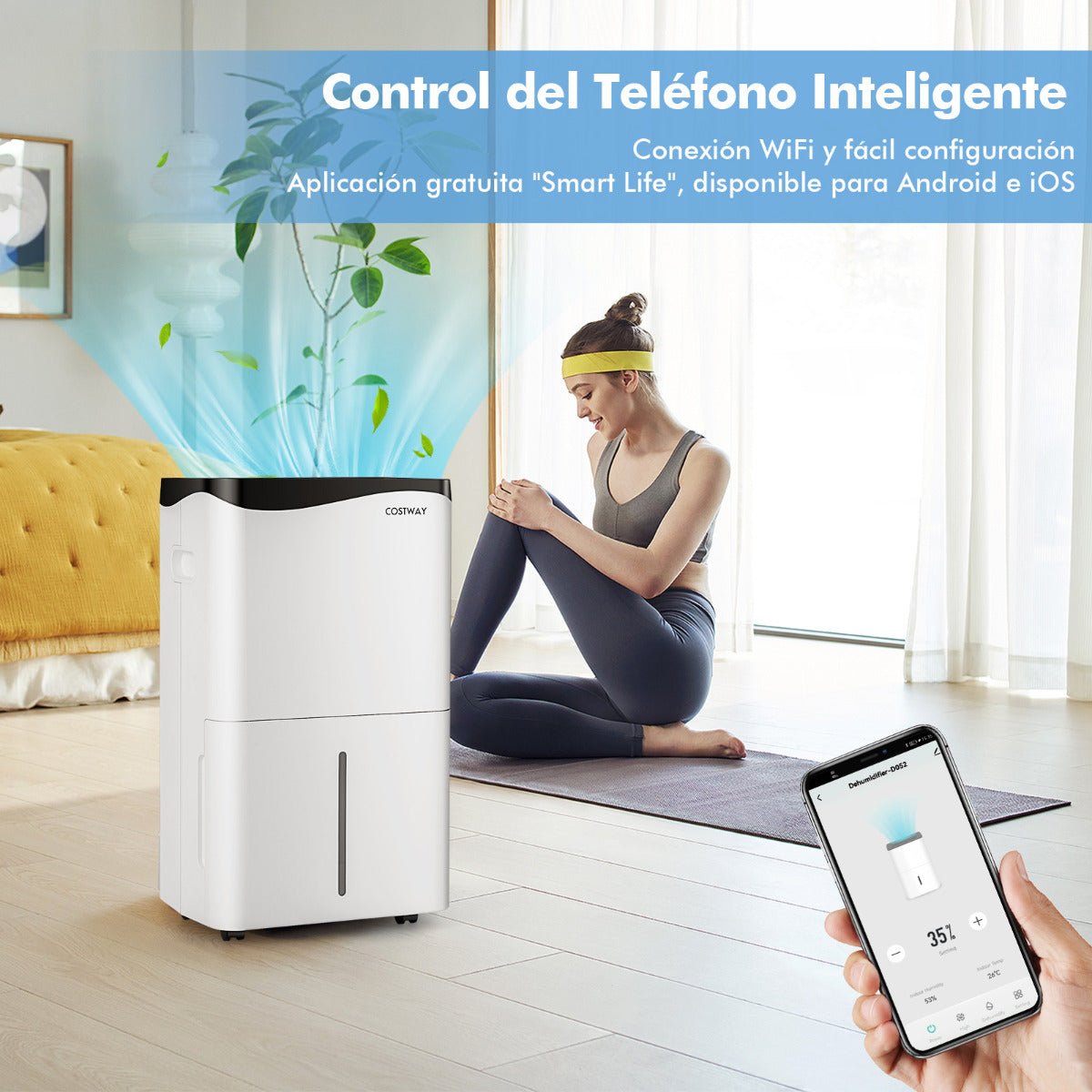Desumidificador "Mimir" 50L/Dia - Branco, LED, WiFi, 5L, Silencioso - A minha loja