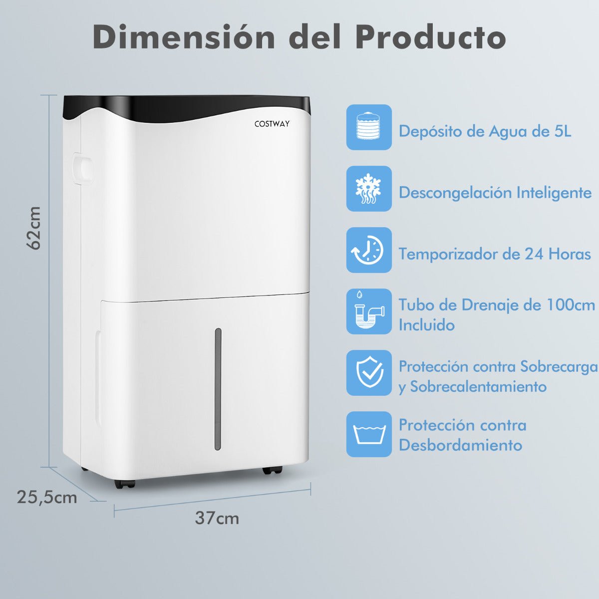 Desumidificador "Mimir" 50L/Dia - Branco, LED, WiFi, 5L, Silencioso - A minha loja