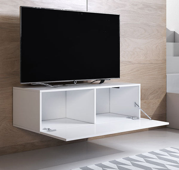 Conjunto de Móveis de Sala Bordeira – 1,6 m – Modular em Branco com Móvel TV, Vitrine e Estantes – Design Moderno