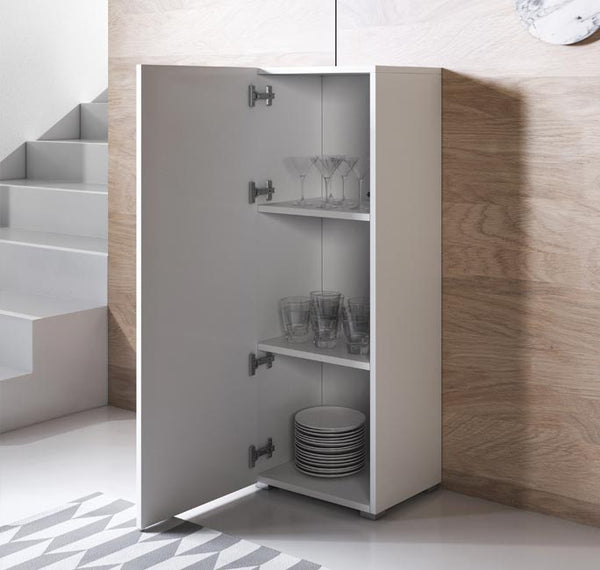 Armário Alto Arreigada – 40x128 cm – Branco com Pés – Suspenso ou de Chão
