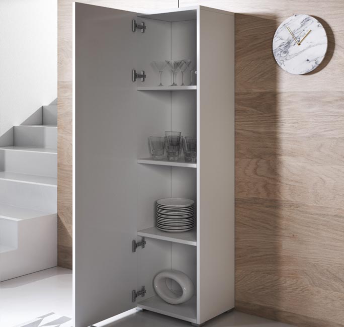 Armário Alto São Martinho – 40x167 cm – Branco com Pés – Design Moderno